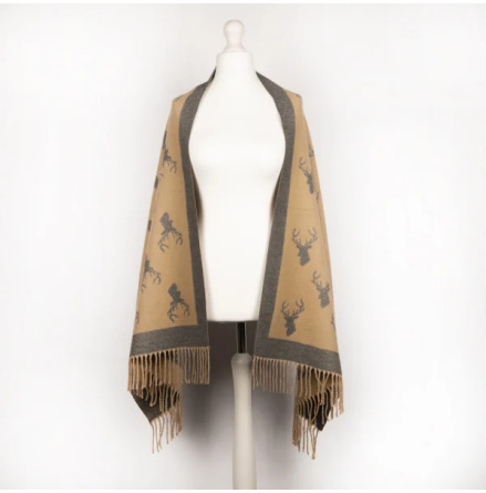 Jacquard Scarf Stag - Camel
