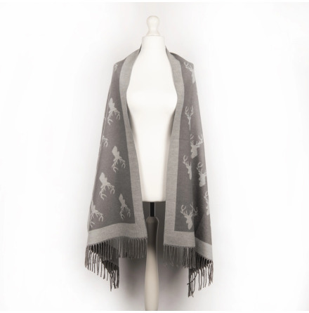Jacquard Scarf Stag - Grey