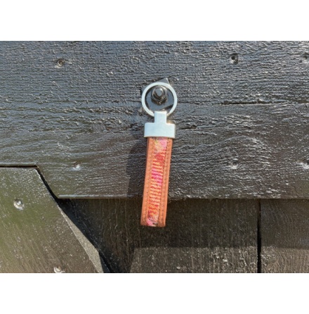 Nyckelring - Rosa Tweed/Brunt Lder loop