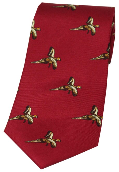 Flying Pheasants, Red - Slips, Silke