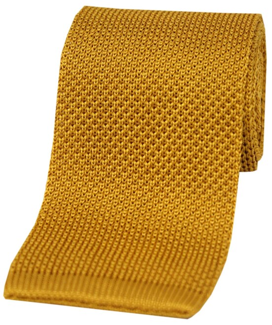 Stickad slips i silke - Gold