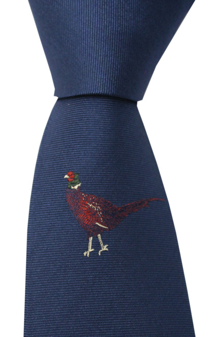 Standing Pheasant Navy - Slips, Silke
