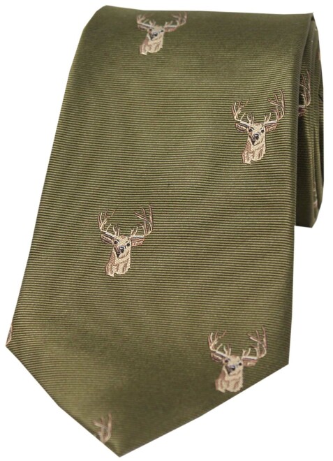 Stag Heads Green - Slips, Silke