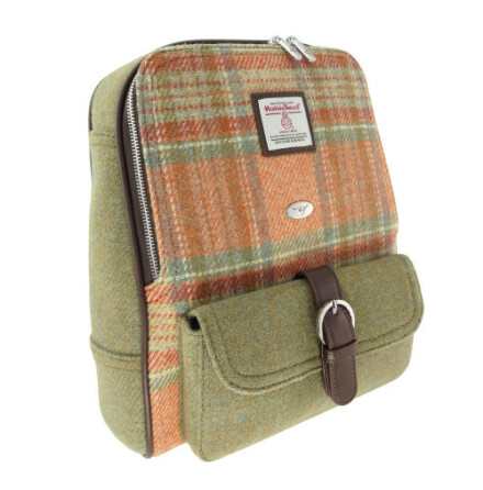 Ryggs�ck "Naver" i Harris Tweed - Pale Orange Stewart Tartan