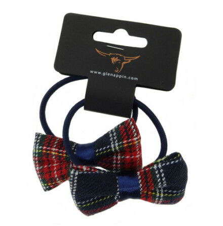 Hrsnoddar med rosett i Bl Tartan 2-pack