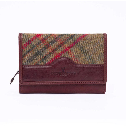 Esk Purse Green Tweed/ Brown Leather