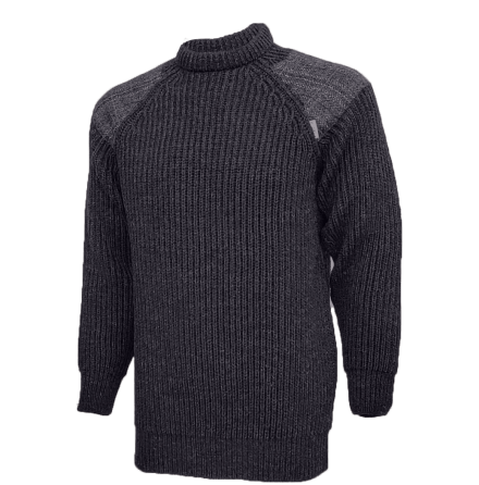 Gamekeeper Charcoal - grovstickad trja i ull med Harris Tweed