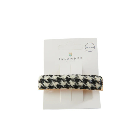 Barrette Hair Clips - Black &amp; White Dogtooth