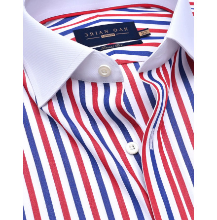 Brian Oak London - Skjorta m. kontrasterande krage Red/Blue
