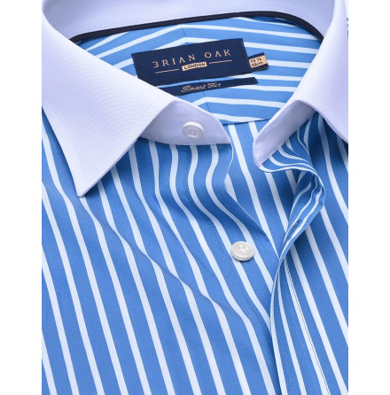Brian Oak London - Skjorta m. kontrasterande krage Blue Striped