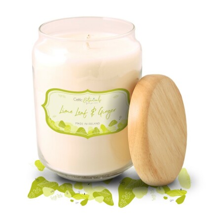 Celtic Candles Wood Top Pop - Lime Leaf &amp; Ginger