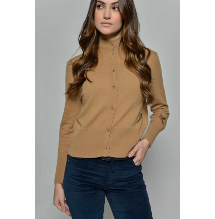 BONNIE Camel - Mjuk stickad cardigan med fasaner 