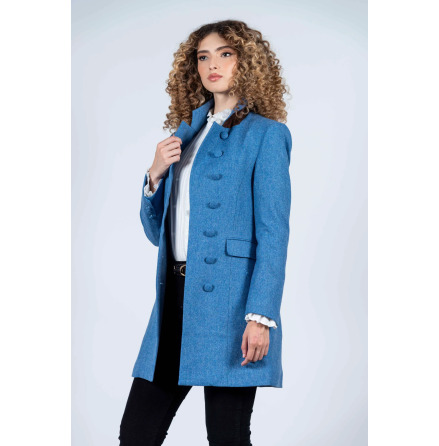 ANNA Herringbone Coat - Blue