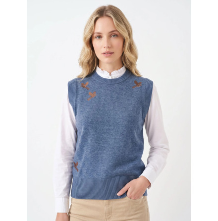 AMARA Blue Denim Pheasants - �rml�s tr�ja med rund hals