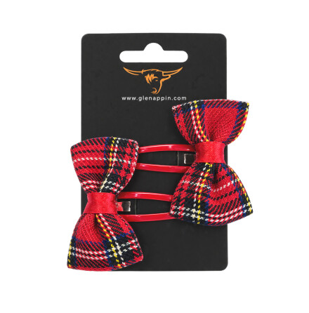 H�rkl�mmor med rosett i R�d Tartan 2-pack